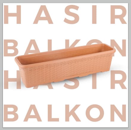 Rieten balkon bloembak 16.5L terra cotta kunststof72x20x18 met drainage rotan