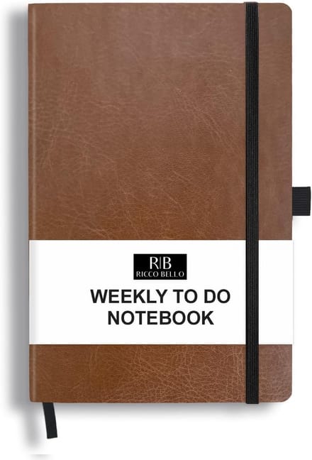 A5 Weekplanner Notitieboek met Checklist, Hardcover Agenda (Bruin)