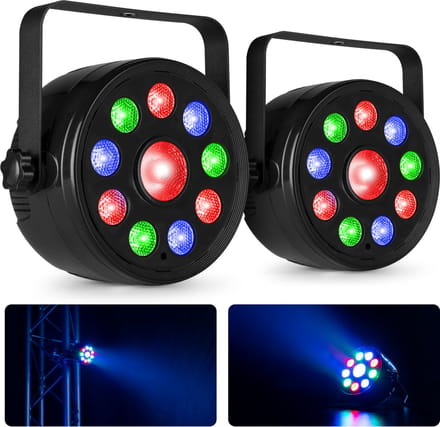 Fuzzix set van 2 PLF15 Party LED parren - 9x 2W RGB LED’s en 6W centrale LED - Met DMX