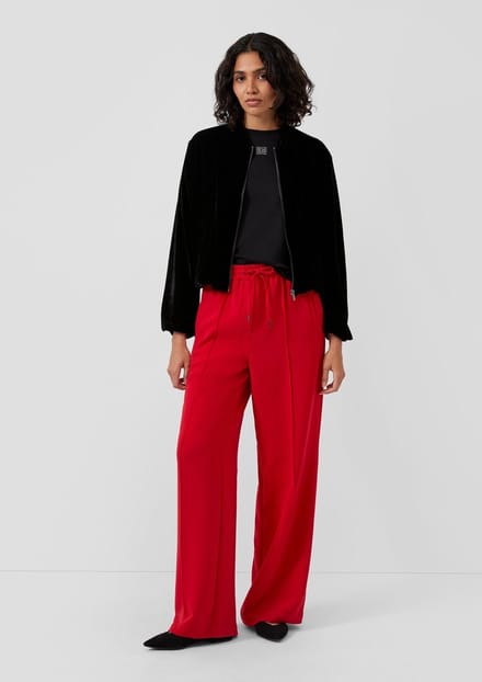 s.Oliver - female - Vloeiende broek met rechte pijp en elastische tailleband