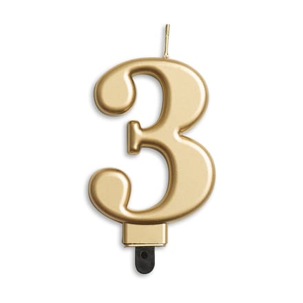 Wefiesta Verjaardagskaars Cijfer 3 Wax 7,8 Cm Goud