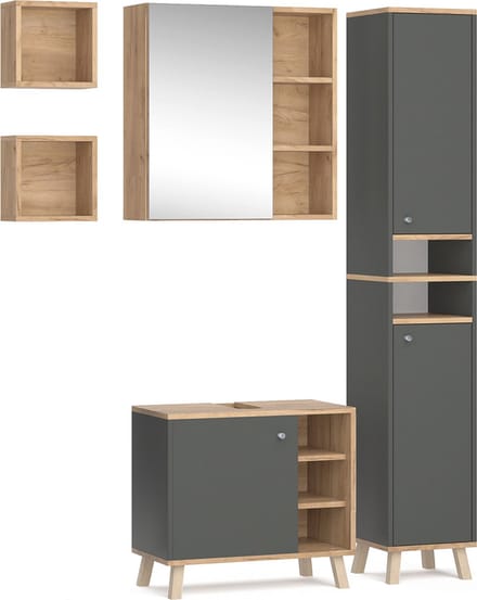 Vicco Badkamermeubel set Senyo, Antraciet, 5-delig