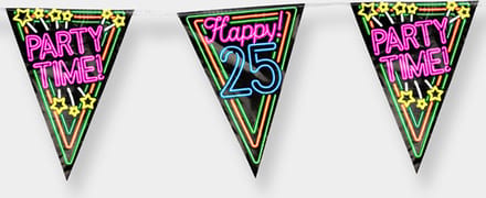 Paperdreams - Neon Party Vlaggen - Happy 25 (10 m)