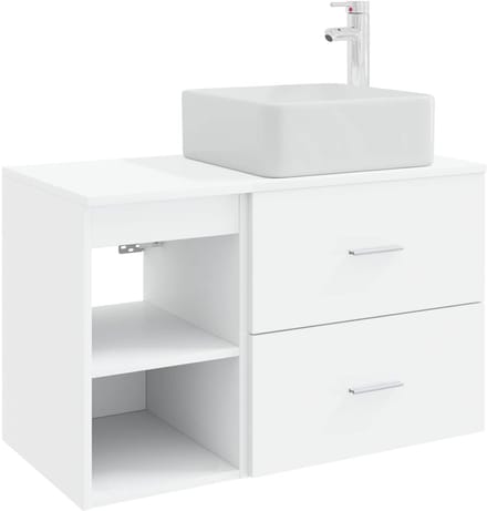 vidaXL - Badkamermeubel - Set - 2 - st - Wit - Bewerkt - hout