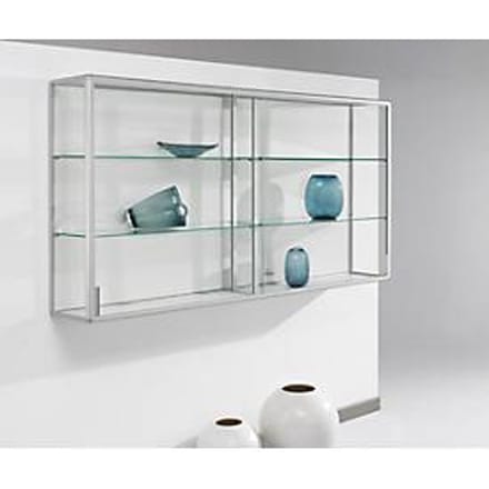 Wandvitrinekast, 2020 x 300 x 1020 mm, zilver