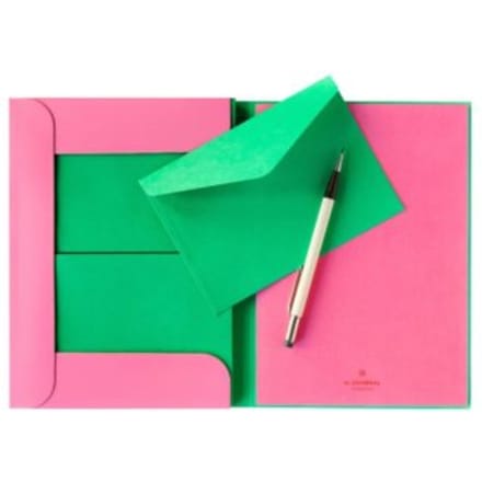 A-journal schrijfpapier met enveloppen, pink and green