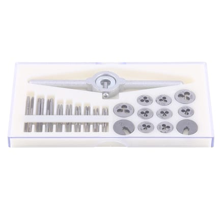 Kit d'outils manuels de taraudage, de filetage et de clé à molette, 30 pièces white