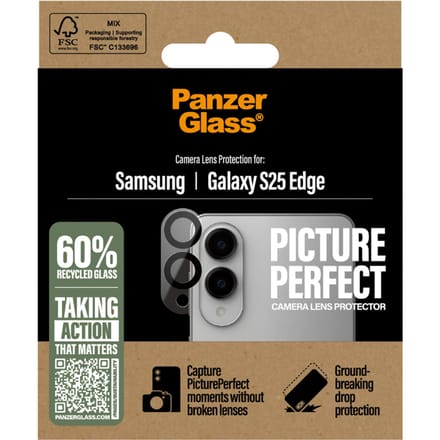 PanzerGlass Screenprotector geschikt voor Samsung Galaxy S25 Edge Glazen | PanzerGlass PicturePerfect Camera Protector - Case Friendly