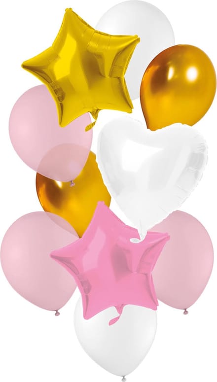 Folat - Ballonnen Set Roze/Goud/Wit - 10 stuks