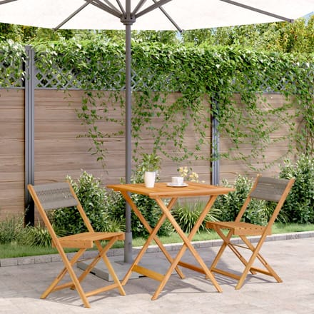 vidaXL - 3-delige - Bistroset - polypropeen - en - massief - hout - grijs