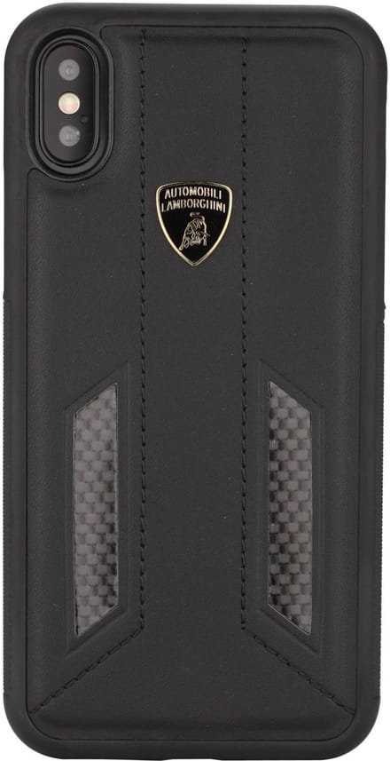 Zwart hoesje van Lamborghini - Backcover - D6 Serie - iPhone Xs Max - Genuine Leather - Echt leer