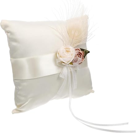 Bruiloft Ring Kussen - Ringhouder - Trouw Ceremonie - Bloempatroon - 18x18x5cm - Wit