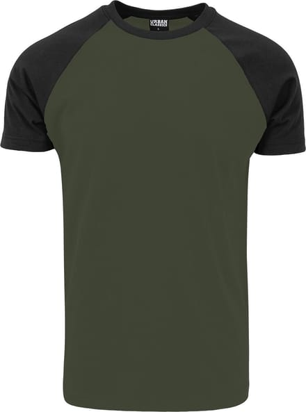 Urban Classics Raglan Contrast Tee Heren T-shirt - olijf/zwart - XXL