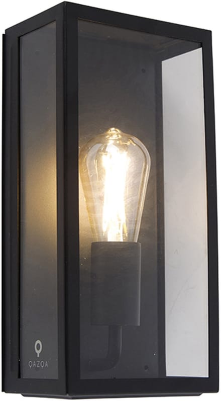 QAZQA Rotterdam Wandlamp - 1 Lichts - 16 cm - Zwart