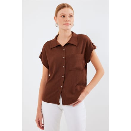 Gestructureerde Crêpe Blouse met Zak