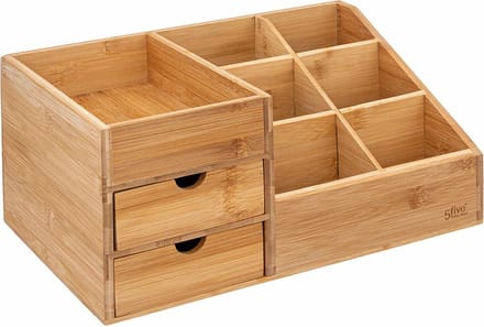 Five Sieraden/make-up organizer - bamboe - rechthoek - 33 x 15 x 20 cm - organizers