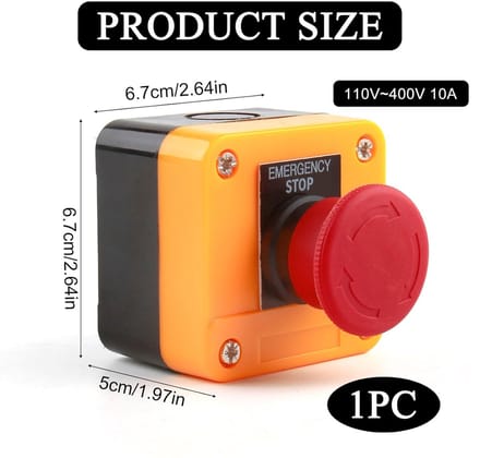 Noodstopknop - Drukknop Schakelaar - Machine Bediening - IP65 Waterdicht - 110 V ~ 400 V - Rood