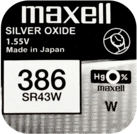MAXELL - 386 / SR43W - Zilveroxide Knoopcel - horlogebatterij - 2 (twee) stuks