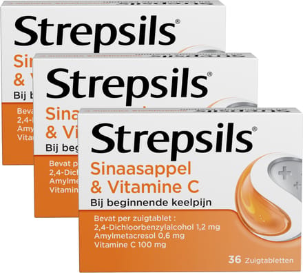 Strepsils Sinaasappel & Vitamine C - 3 x 36 zuigtabletten