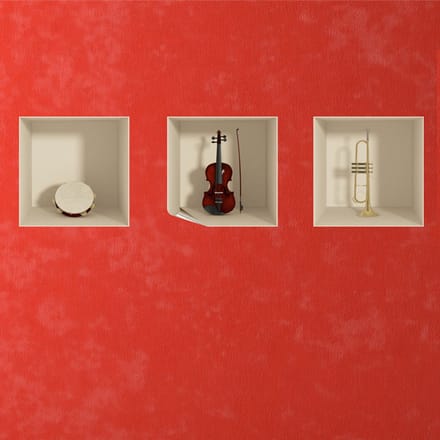 3D-sticker met afbeelding van muziekinstrumenten, 40 x 120 cm