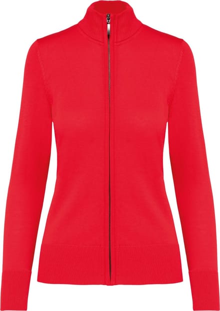 Kariban Dames cardigan met rits K962 - Red - M