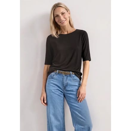 Basic Shirt met ronde hals in Unifarbe