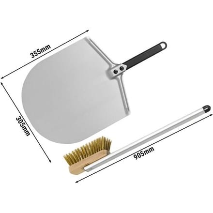 GGM Gastro (SET) Pizzaschaufel - 305x355mm & Pizzaofenbürste Zilver