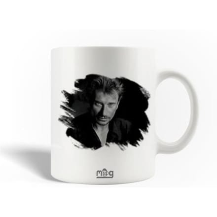 Mug en Céramique Johnny Hallyday Chanteur Affiche Blanc Noir