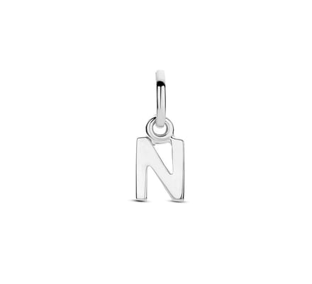 Zilver Gerhodineerde Hanger letter N 1333754
