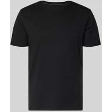 T-shirt met geribde ronde hals