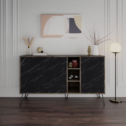 Clara Console | 100% MELAMINE | Donkerbruin, Bendir - Emob - Dressoir - Zwart - Melamine; Spaanplaat