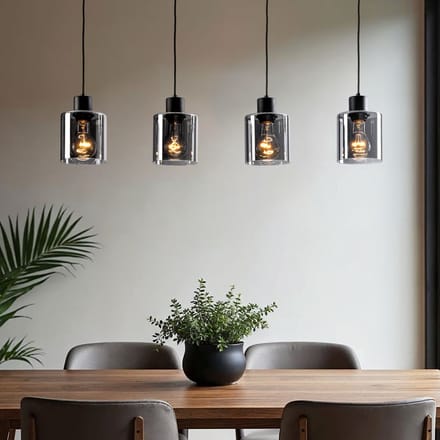 LumenXL - Moderne hanglamp zwart - smoke glas, 4-lichts - Palaio