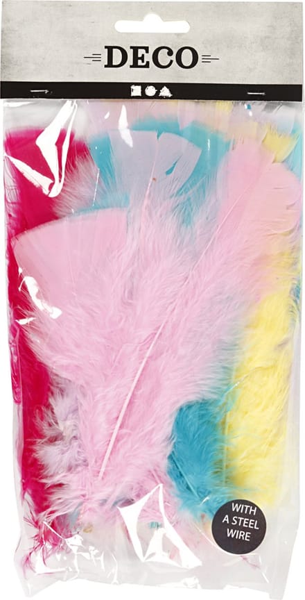 Veren, L: 11-17 cm, diverse kleuren, 18 bol/ 1 doos