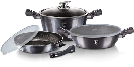 Berlinger Haus Metallic Pro - Pannenset - Granieten Coating - Soft Touch Handvat - Inductie Geschikt