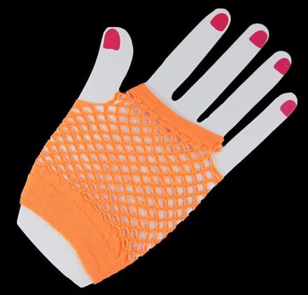 Korte neon net handschoenen Oranje