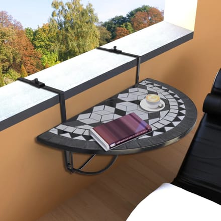vidaXL - Balkontafel - hangend - mozaïek - zwart - en - wit
