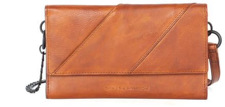 Leren Mini Crossbody / RFID Wallet - Flower - Brandy