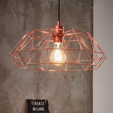 EGLO Vintage Carlton 2 - Hanglamp - 1 Lichts -  Ø455 mm. - Koper - Zwart