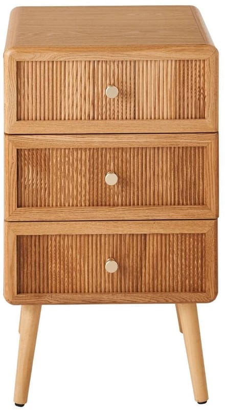 CALICOSY - Nachtkastje met 3 lades en latteneffect front H71 cm - AVA