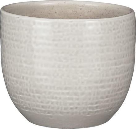 Mica Decorations Plantenpot/bloempot - terracotta - lichtgrijs flakes relief - D14/H12 cm