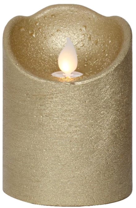 LED Waving kaars wax goud Ø7,5xH10cm