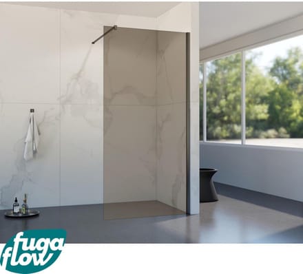 FugaFlow Eccelente Vetro inloopdouche badkamer - 90x200cm - rookglas - wandarm - gunmetal -