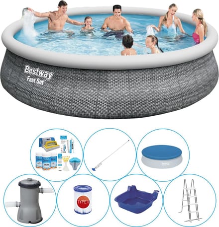 Fast Set Rattan Rond 457x107 cm - Zwembad Deal