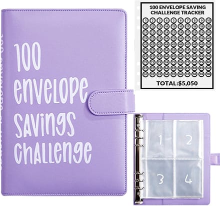 100 Envelope Challenge Binder-A5 Envelope Money Challenge Binder-Spaarmap Geld - Spaarpot - Geld Sparen - Money Planner - Paars