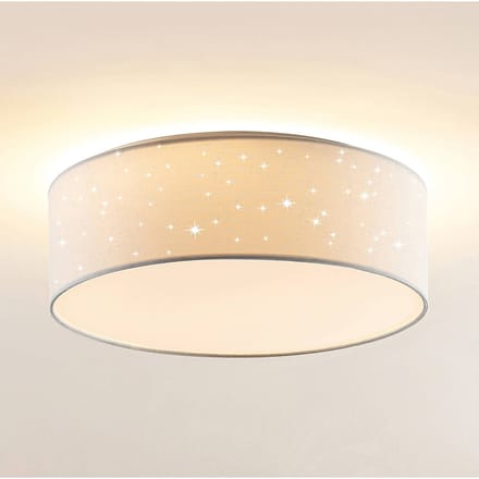 Lindby LED plafondlamp Ellamina, 40 cm, wit, textiel