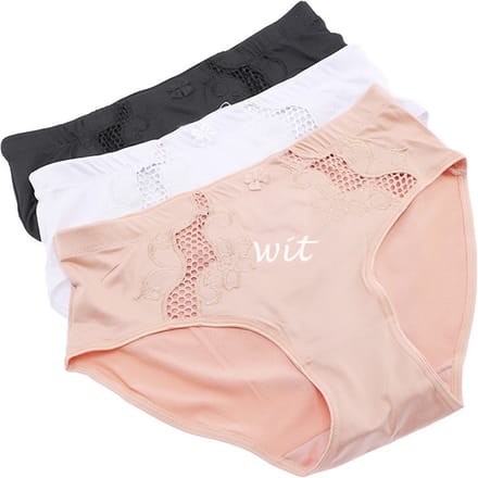 2 stuks Elegante dames slips met kant decoratie - maat L - kleur WIT
