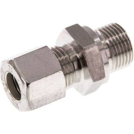G 3/8'' Buitendraad x 10L RVS Rechte Knelfitting 315 Bar DIN 2353 - FL2S-MO-ST-038G-10-L