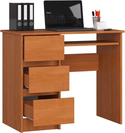 Bureau met Lades - Werkplek Bureau - Thuiswerken Kantoor - Uitschuifbaar Toetsenbordblad - 90x77x50 cm - Eiken Decor