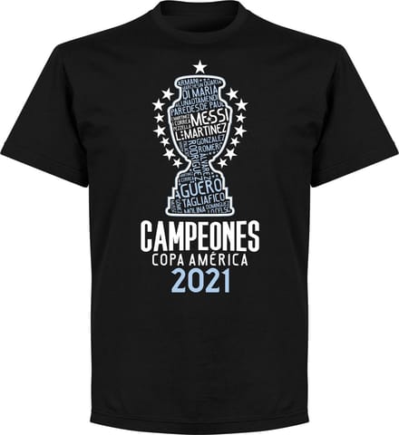 Argentinië Copa America 2021 Winners T-Shirt - Zwart - M