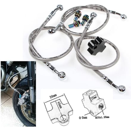 Ligne de tuyau de frein hydraulique et adaptateur de connecteur en T pour moto, Dirt Pit Bike, ATV gray